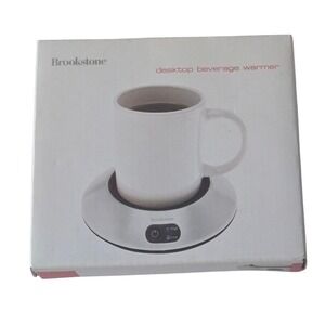 Brookstone Desktop Beverage Warmer Mug Cup Heater Stainless Steel